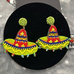 Lime green fiesta sombrero earrings 🪅